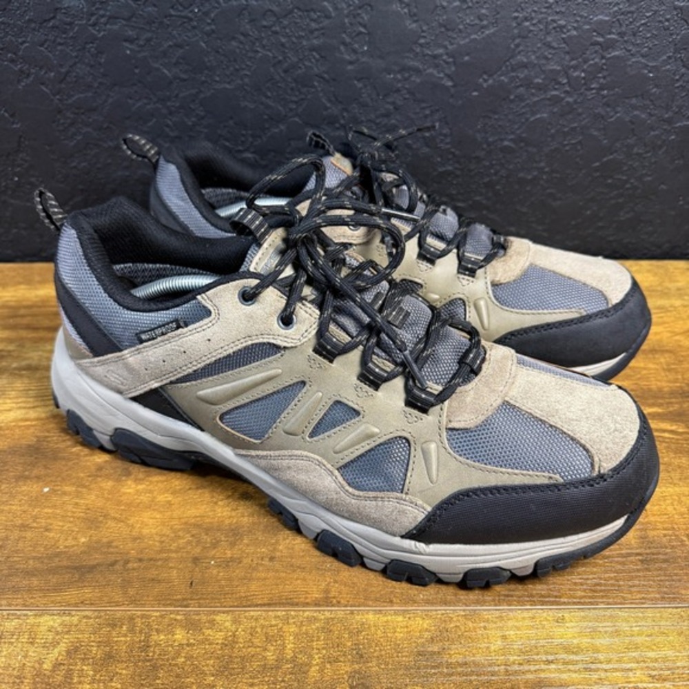 Skechers Selmen Enlow 66275 Tan Leather Mesh Hiking Shoes Mens Size 13